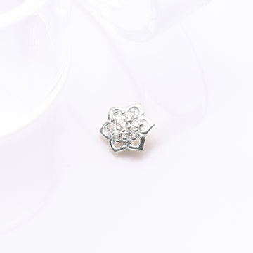 Detail View 1 of 14 Karat White Gold Brilliant Sparkle Lotus Flower Dermal Anchor Top Part-Clear Gem